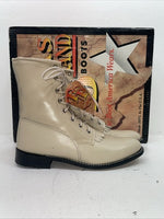 New Women’s Cream Lace Up Texas Brand Cowboy Boots. 4469 9 M. 15-102