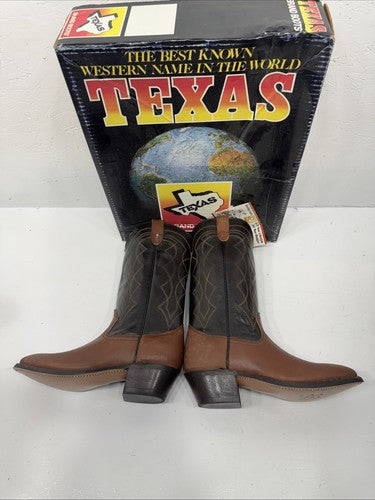 NEW Men’s Brown / Black Texas  Brand Western Boot Size 7.5. 2-1.