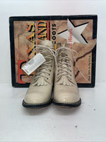 New Women’s Cream Lace Up Texas Brand Cowboy Boots. 4469 9 M. 15-102