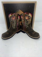 New Children’s Brown Pink Camo Ariat Cowboy Boots. 8724 1 M. 24-14