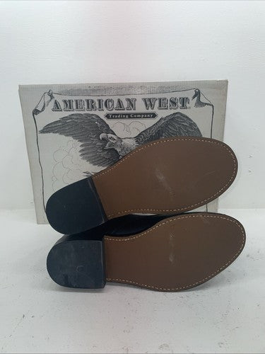 New Men’s Black Lace Up American West Cowboy Boots. 699111.5 11 1/2 E W. 9-84