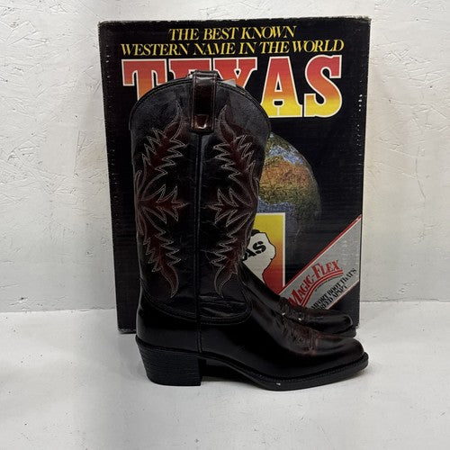 NEW Men Dark Brown Texas Brand Cowboy Boot. Size 8D. 2-10.