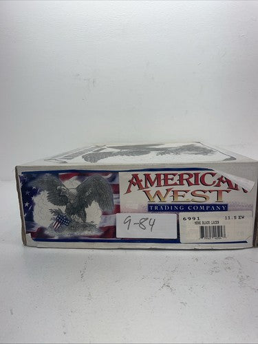 New Men’s Black Lace Up American West Cowboy Boots. 699111.5 11 1/2 E W. 9-84