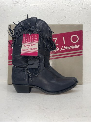 New Women’s Navy With Fringe Capezio Cowboy Boots. L 692 8.5 8 1/2 M. 16-85