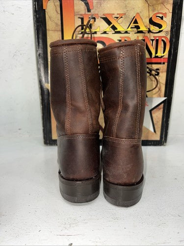 New Women’s Brown Lace Up Texas Brand Cowboy Boots. S439 5.5 5 1/2 M. 20-66
