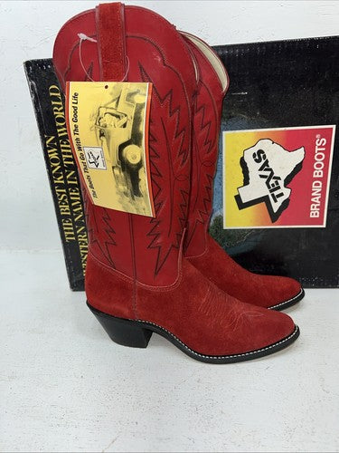 New Woman’s Red Texas Brand Cowboy Boots. S 4906 7 M. 18-41