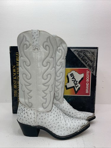 New Womens White Texas Brand Cowboy Boots. 4207 8 M. 16-30