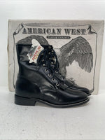 New Womens Black Lace Up American West Cowboy Boots. 5991 8.5 8 1/2 W. 15-32