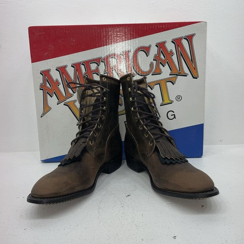 New Women’s Brown Lace Up American West Cowboy Boots. 5975 10 M. 15-124