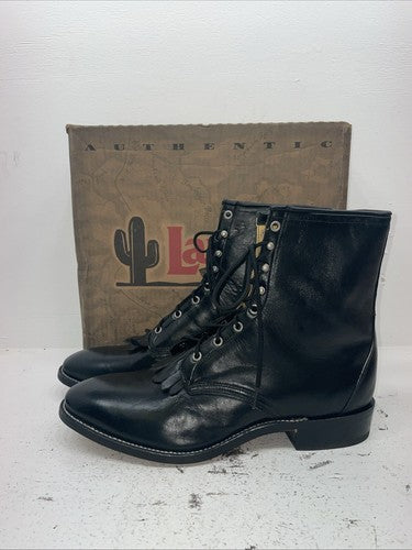 New Men’s Black Lace Up Laredo Cowboy Boots. 1220 13 E E. 10-44