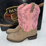 New Women’s Tan/pink Dan Post Cowboy Boots. DP 3816 7 M. 18-120