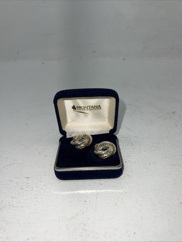 New Women’s Montana Silversmiths Gold Silver Knot Hoop Earrings. ER415 A-38