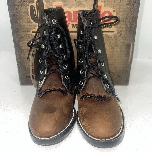 New Children’s Black And Brown Laredo Lace Up Cowboy Boots. C2872 11 D. 24-53