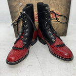 New Women’s Red/black Laredo Lace Up Cowboy Boots. 28 163 7 M. 18-119