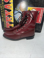 New Women’s Red Lace Up Texas Brand Cowboy Boots. 4493 6.5 6 1/2 M. 19-86