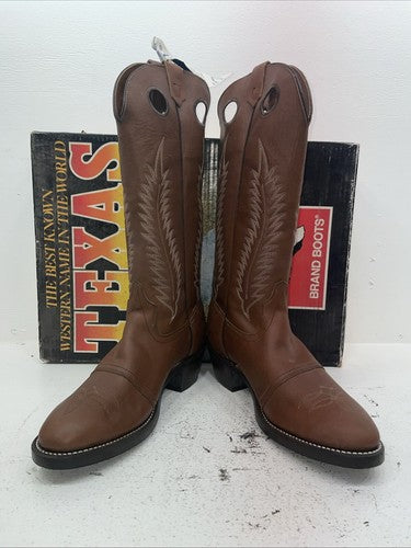 New Men’s Brown Texas Brand Cowboy Boots. 8901 11.5 11 1/2 D. 9-36