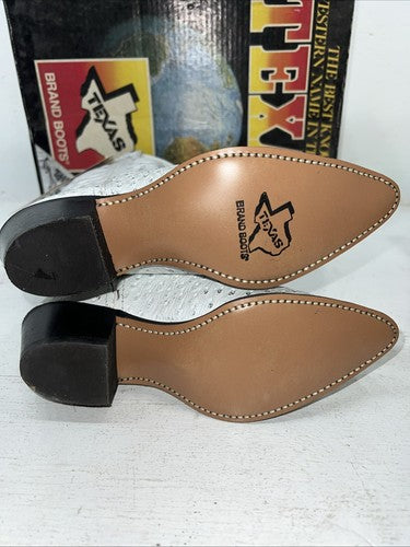 New Women’s White Texas Brand Cowboy Boots. 4207 6.5 6 1/2 M. 19-117