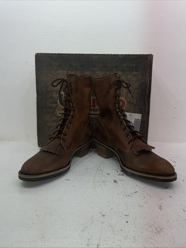 New Men’s Brown Lace Up Cowboy Boots. 28 6045 13 E E. 10-50
