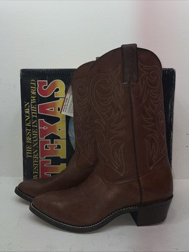 New Men’s Brown Texas Brand Cowboy Boots. 5111 11.5 11 1/2 D. 9-64