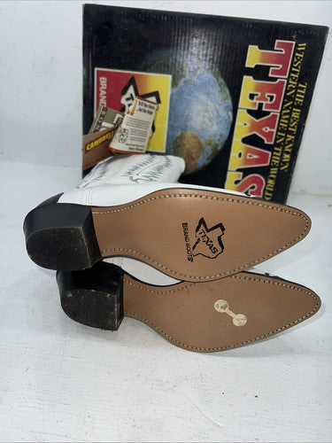 New Women’s White Texas Brand Cowboy Boots. 4627 6.5 6 1/2 M. 19-104
