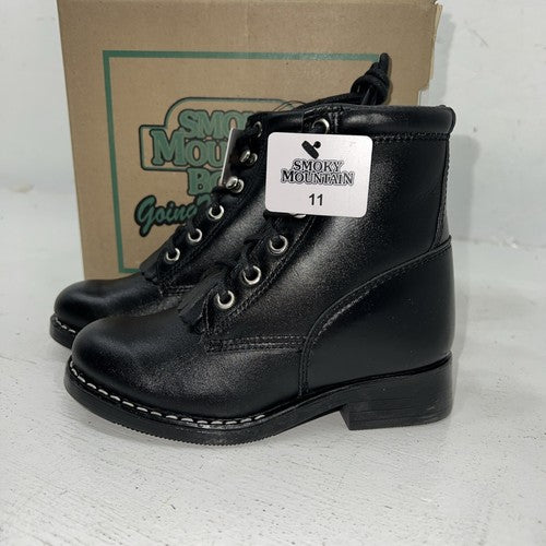 New Children’s Black Lace Up Smoky Mountain Cowboy Boots. 3009C 11 R. 24-74
