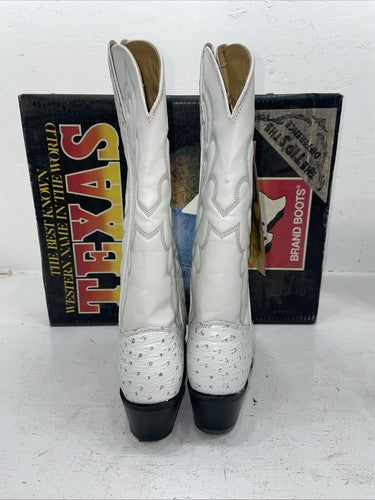 New Women’s White Texas Brand Cowboy Boots. 4207 7.5 7 1/2 M. 17-20 