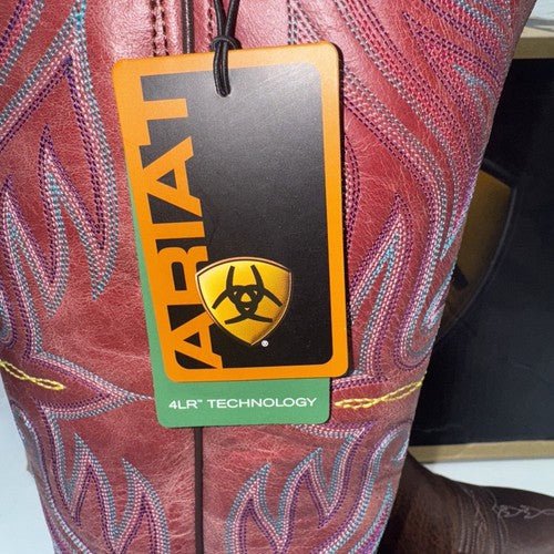 NEW Womens Brown and Pink solid color, with color designs Ariat Boot. Sz 9B 15-8