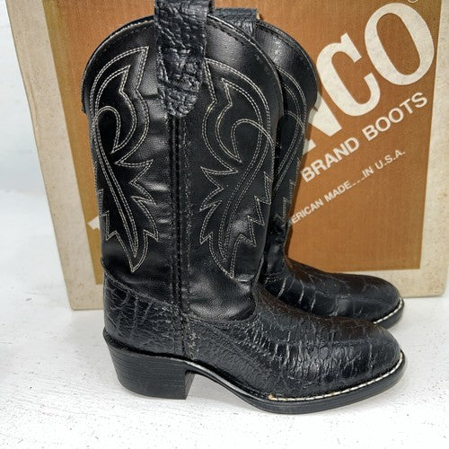 New Children’s Black Bronco Cowboy Boots. C1942 10.5 10 1/2 D. 24-61