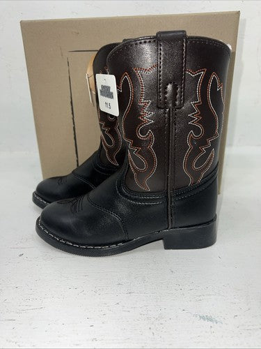 New Children Black Smoky Mountain Cowboy Boots. 1110 C 11.5 11 1/2. 24-109