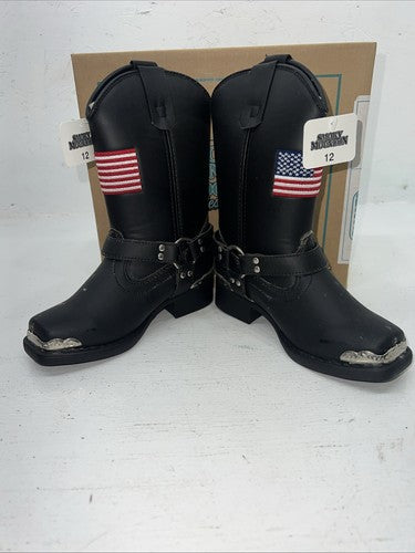 New Children’s Black Smoky Mountain Cowboy Boots. 1070C 12. 24-122