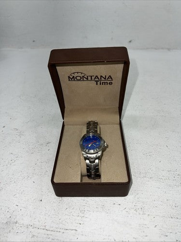 New Women’s Montana Silversmiths Silver Blue Watch. MT650 D-19