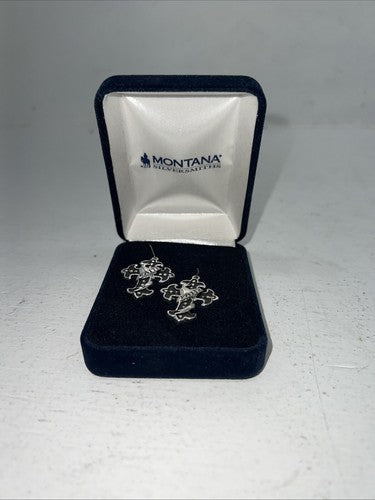 New Women’s Montana Silversmiths Silver Black Faith Cross Earrings. ER1183 A-28