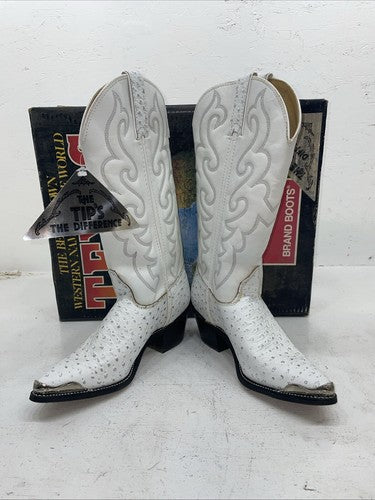New Women’s White Texas Brand Cowboy Boots. 4207 7.5 7 1/2 M. 17-20 