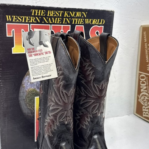 NEW Men Dark Brown Texas Brand Cowboy Boot. Size 8D. 2-10.