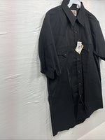 New Men’s ELY Cattleman Black Western Short Sleeve Pearl Snap 16 Large T-53