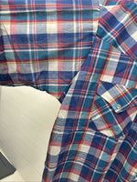 New Men’s ELY Cattleman Blue Multicolor Plaid Short Sleeve Pearl Snap XL M-52