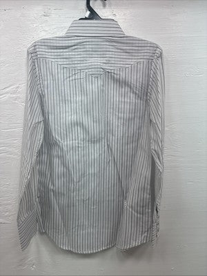 New Kids White Horse Gray Stripe Long Sleeve Pearl Snap Large DD-29
