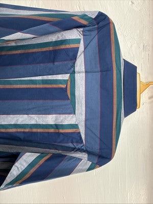 New Men’s ELY Cattleman Blue Multicolor Stripe Long Sleeve Pearl Snap 17 XL O-47