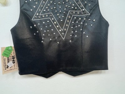 New Women’s Black 1849 Authentic Ranchwear Cut Off Zip Up Vest S #77872 3B-70
