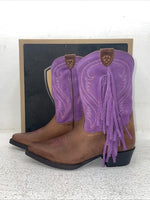 New Kids Purple With Fringe Ariat Cowboy Boots. 10012797 2.5 2 1/2 M. 23-139