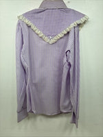 New Women’s Panhandle Slim Purple Design Long Sleeve Pearl Snap Size 32 MM-79