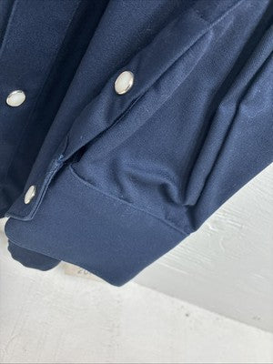 New Men’s Cowboy Threads Blue White Long Sleeve Pearl Snap Large AA-53