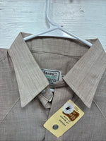 New Men’s H Bar C Brown Simple Long Sleeve Pearl Snap 15.5 Medium Q-28
