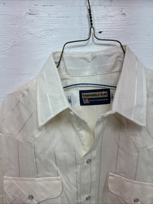 New Men’s Panhandle Slim Yellow Stripe Short Sleeve Pearl Snap 16.5 Large X-11