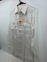 New Men’s H Bar C White Dot Design Long Sleeve Pearl Snap 15.5 Medium M-90