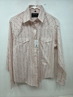 New Women’s White Horse White Red Floral Long Sleeve Pearl Snap Medium YY-58