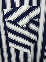 New Men’s Blue White HbarC Ranchwear Long Sleeve Pearl Snap Shirt 16.5x34 L S-13