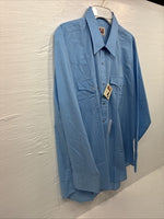 New Men’s ELY Cattleman Blue Simple Long Sleeve Pearl Snap 17.5 X 35 XL O-57