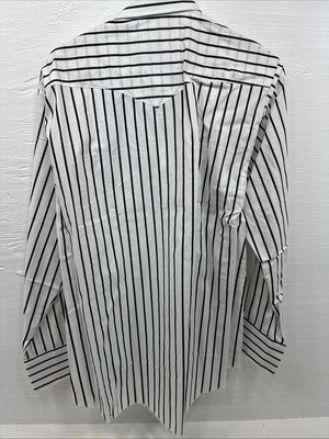 New Men’s H Bar C Black White Stripe Long Sleeve Pearl Snap 16.5 X 34 Large R-28