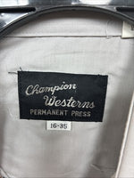New Men’s Champion Western Gray Embroidered Long Sleeve Pearl Snap Large Q-55